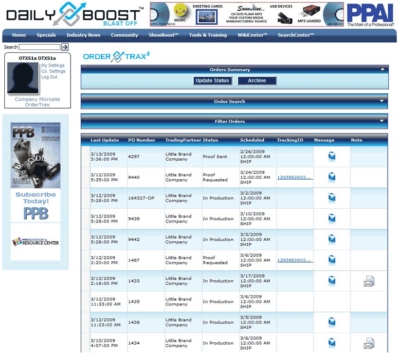 OrderTrax2 Supplier Summary